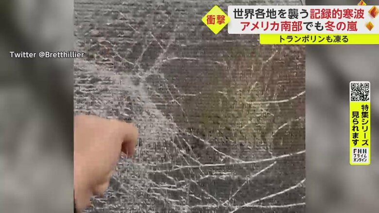 軽く拳を当てると音を立ててひびが入った（SNSより）