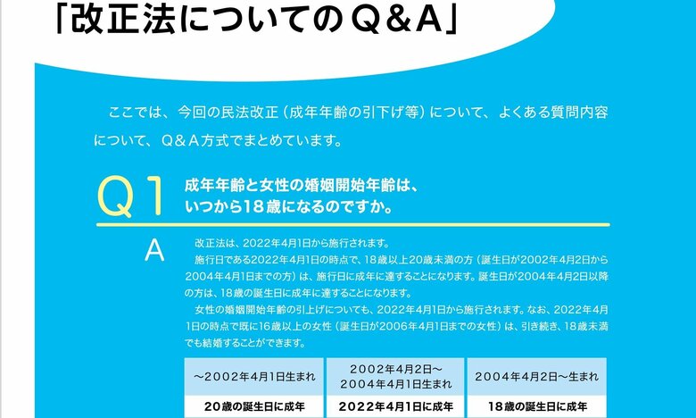 パンフレットではQ&Aもある（法務省より出典）