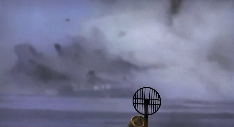 超音速対艦ミサイル「ブラモス」の着弾の瞬間。