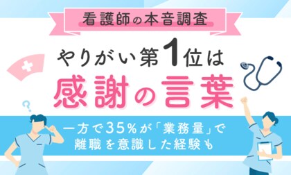 【看護師の本音調査】 やりがい第1位は「感謝の言葉」。一方で35％が「業務量」で離職を意識した経験も