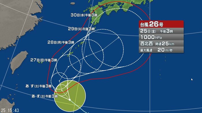 台風26号の進路予想図