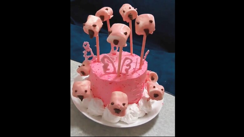 フラミンゴのケーキ