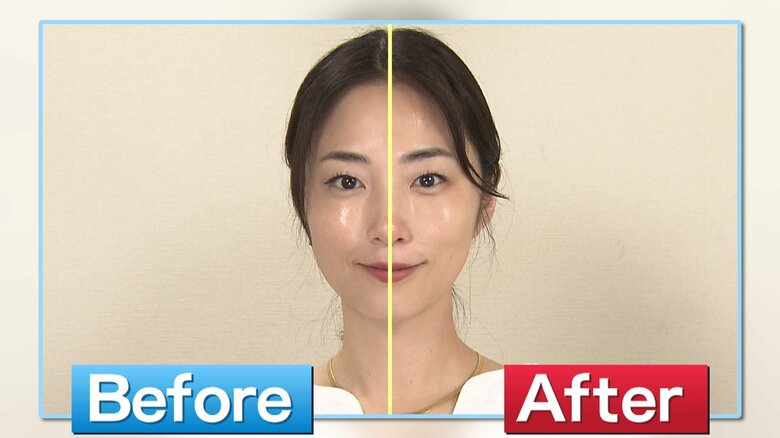 美顔器で顔マッサージ後