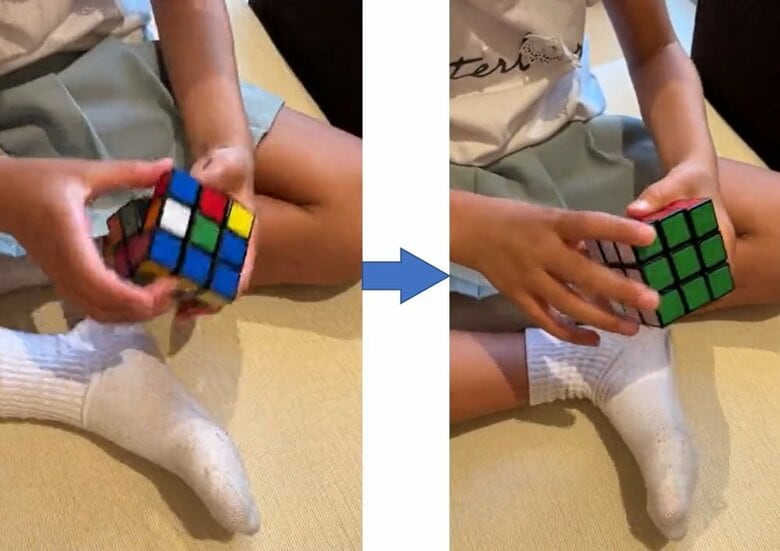 購入したルービックキューブ　約1カ月後には2分切って6面をそろえるように（提供：ユニユニさん）