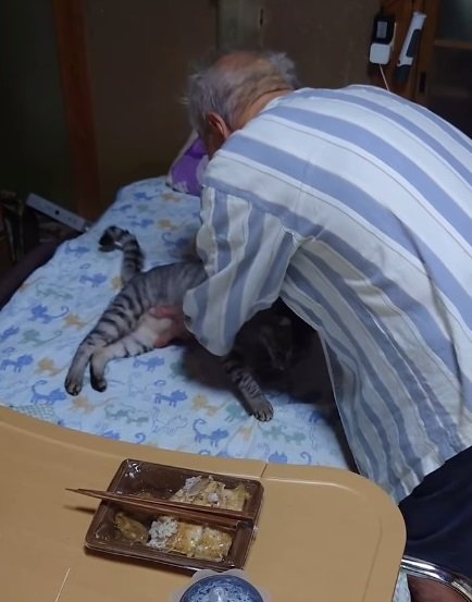 おなかをポンポン