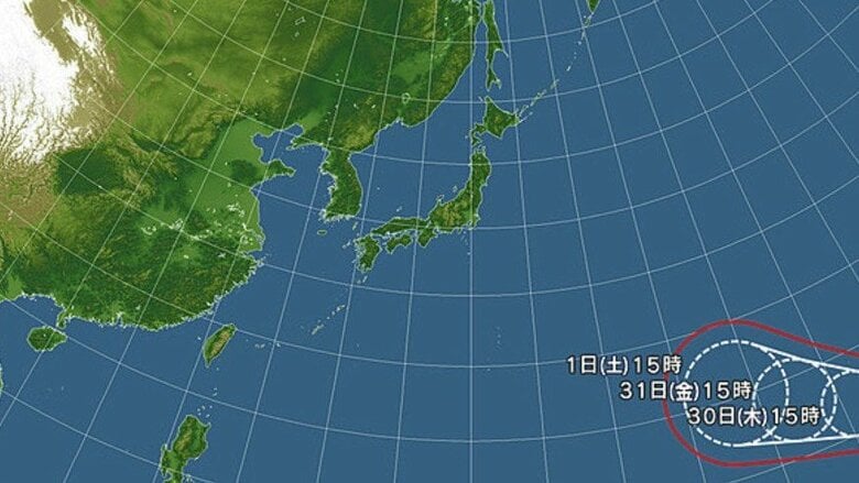 台風13号の進路予想図　日本気象協会より