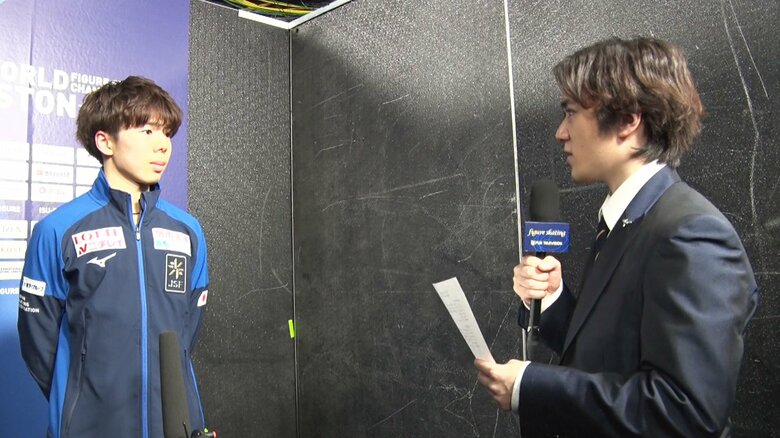 練習を終えて話を聞く宇野さん