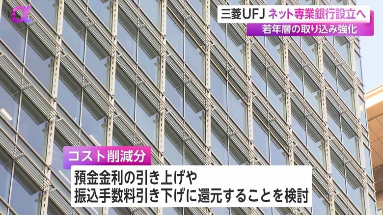 預金金利の引上げや、振込手数料の引下げに還元することを検討しているMUFG