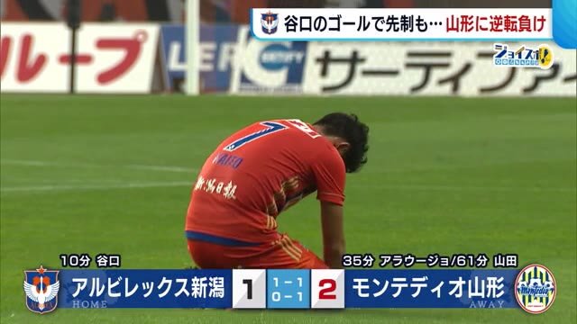 J２アルビ 山形に１ー２で逆転負け 谷口のゴールで先制も追加点奪えず 新潟