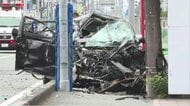 【続報】直前までパトカーの追跡受ける…右折禁止の場所で右折し逃走　普通乗用車とトラックの衝突事故　1人が意識不明　福岡・久留米市