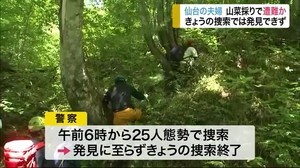 仙台の高齢夫婦 山菜採りで遭難か…きょうの捜索では発見できず 宮城県 加美町の山林