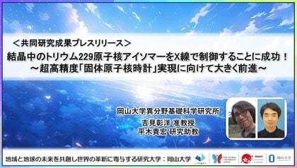 結晶中のトリウム229原子核アイソマーをX線で制御することに成功!~超高精度「固体原子核時計」実現に向けて大きく前進~〔岡山大学、高輝度光科学研究センター、京都大学、理化学研究所、大阪大学〕