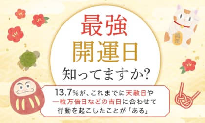 【最強開運日知ってますか?】13.7%が、これまでに天赦日や一粒万倍日などの吉日に合わせて行動を起こしたことが「ある」