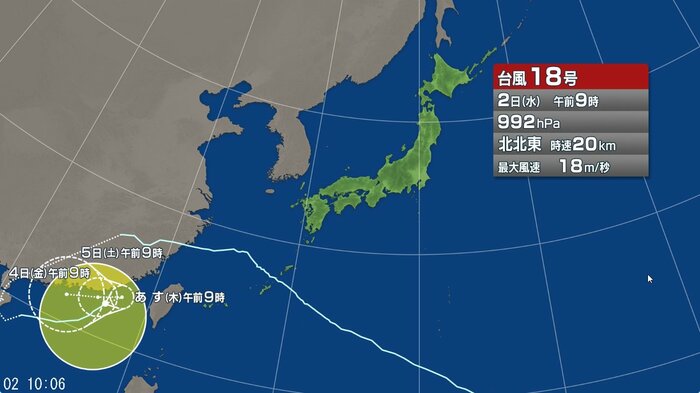 台風18号の進路予想図
