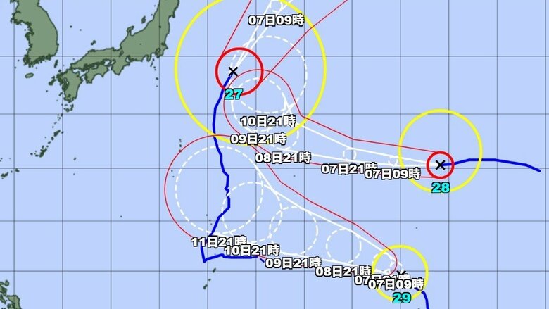 【台風情報】トリプル台風が発生中　台風27号・台風28号・台風29号の今後の進路予想｜FNNプライムオンライン