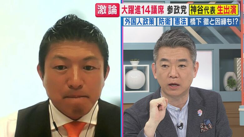 【参院選】大躍進の参政党・神谷代表に橋下氏が直撃「積極財政財源に国債」参政案に金利上昇などリスク指摘｜FNNプライムオンライン