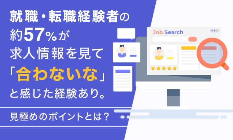 就職・転職経験者の約57％が求人情報を見て「合わないな」と感じた経験あり。見極めのポイントとは？