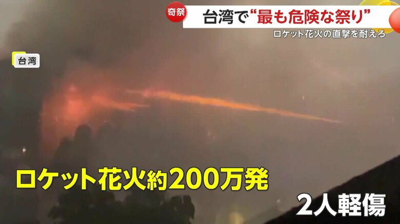 地元メディアによると、ロケット花火約200万発が使われたという