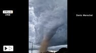 巨大竜巻発生の一部始終　雲が渦巻き地面から砂ぼこり舞い上がる　48人けが「何も残ってない」フランス
