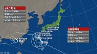 【台風情報】ダブル台風の今後の進路予想は　台風24号は4日にかけて南西諸島に接近して北北西に進んだ後、動きが遅くなる見込み