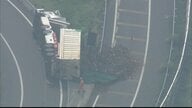 【速報】東九州道で大型トラックが横転する事故…ガードレールに衝突か 運転手の男性死亡 福岡