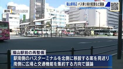 ＪＲ福山駅周辺再整備　基本計画大詰め「南側に広場と路線バス乗り場、北側に観光バス乗り場案」支持多数