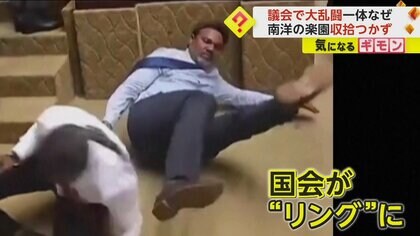 南洋の楽園・モルディブ議会で“大乱闘”　野党が猛反対しプロレス状態に　おもちゃのラッパを吹く議員も