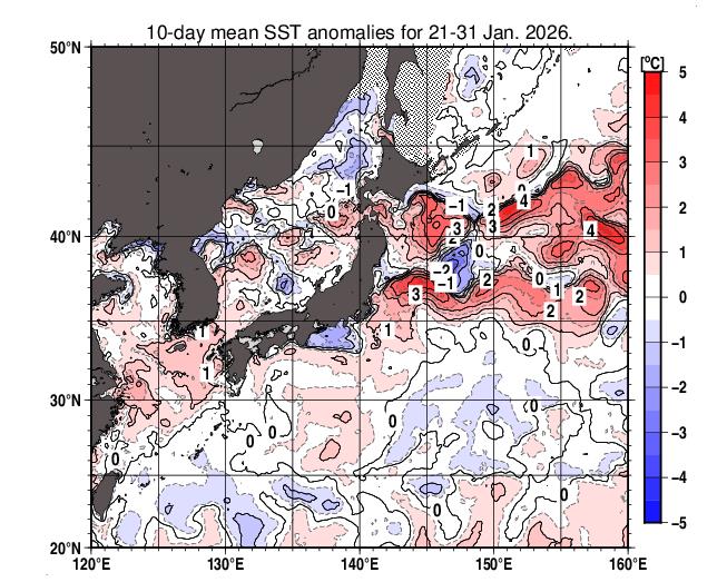 旬平均海面水温（気象庁ホームページより）
