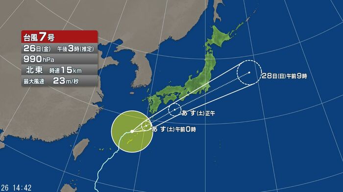 台風7号の進路予想図