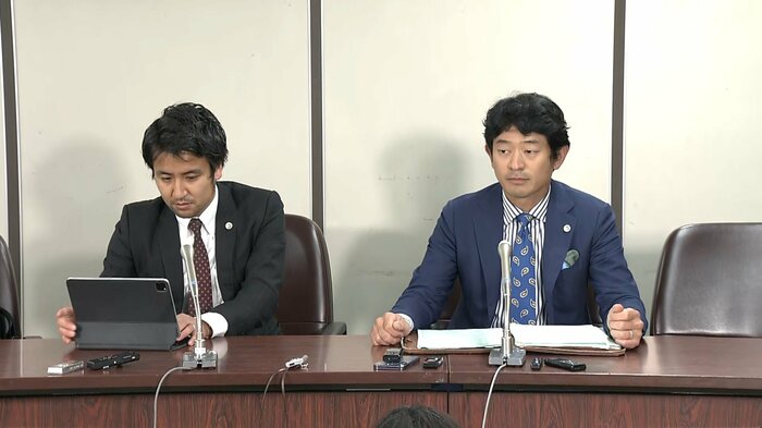 Aさんの遺族代理人が、閉廷後、記者会見を行った(20日 東京・千代田区)