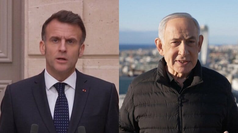 仏マクロン大統領がイスラエルのネタニヤフ首相と会談　「レバノンへの地上軍派遣を控えるよう」要請　戦果拡大の中東｜FNNプライムオンライン