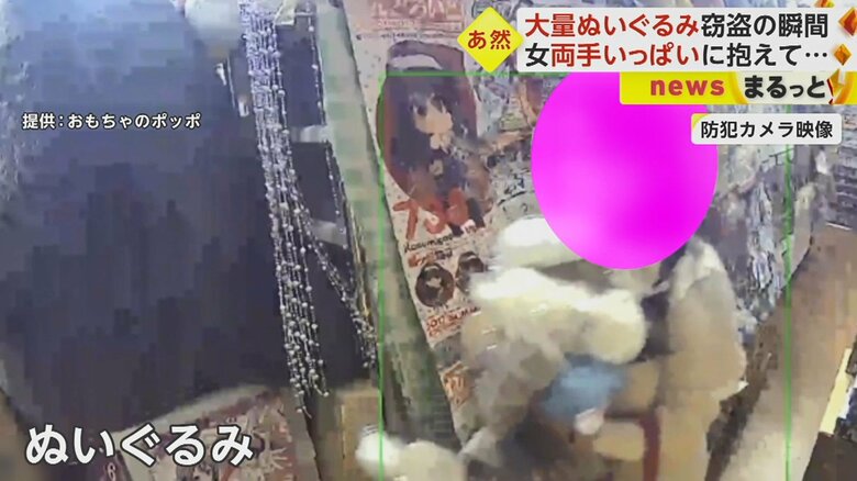 大量のぬいぐるみを抱え…