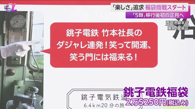 そごう・西武が販売する「銚子電鉄福袋」（2万5250円、税込み）