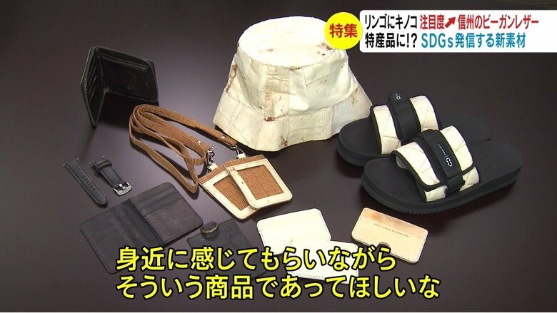 「マッシュルームレザー」を使った製品