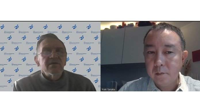 オンラインでインタビューに応じたオレクシー・ハラン教授