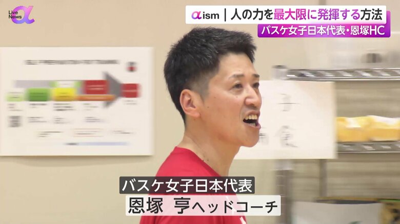 指導を行うバスケットボール女子日本代表・恩塚亨ヘッドコーチ
