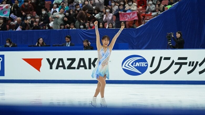 フリーの演技後もガッツポーズが飛び出した（2023年全日本）