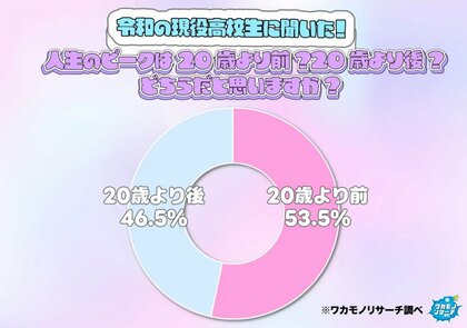 令和の現役高校生 人生のピークは「20歳より前」と感じている!? その結果を大公開!