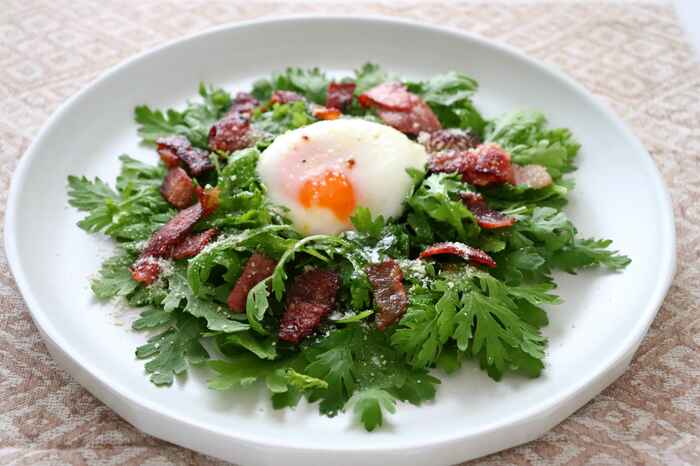 春菊で作るとおいしいシーザーサラダ