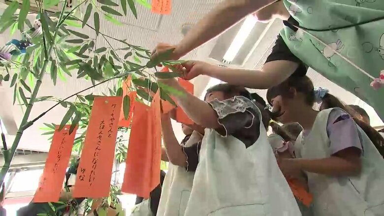 七夕…園児が願い込めた短冊を飾り付け　岩手・盛岡市の郵便局｜FNNプライムオンライン
