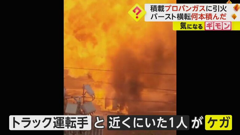 トラックの運転手と近くにいた1人がけがをした