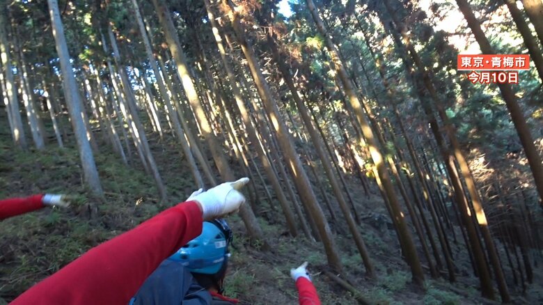 声のした方向を指さす隊員ら