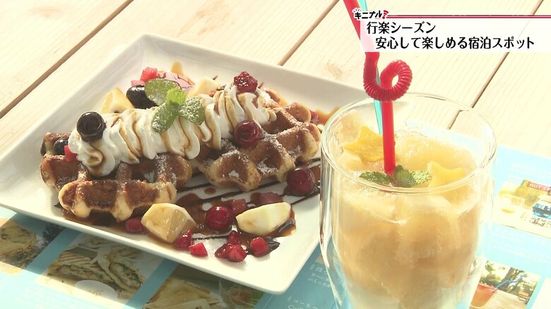 写真左がワッフル、右が日向夏入りソーダ