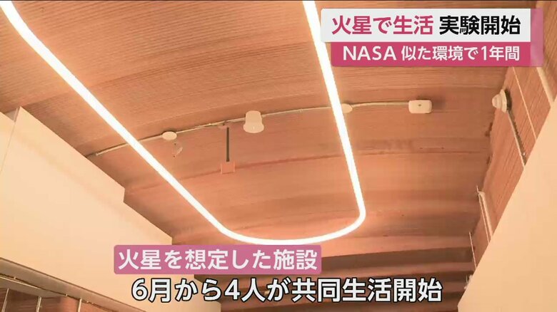 ソファやモニター、キッチンがある部屋の照明