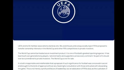 「ワールドカップは売り物ではない」UEFAがFIFA大会不参加の方針　新会社設立の構想に反発　北中米連盟も構想拒否