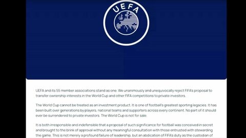 「ワールドカップは売り物ではない」UEFAがFIFA大会不参加の方針　新会社設立の構想に反発　北中米連盟も構想拒否