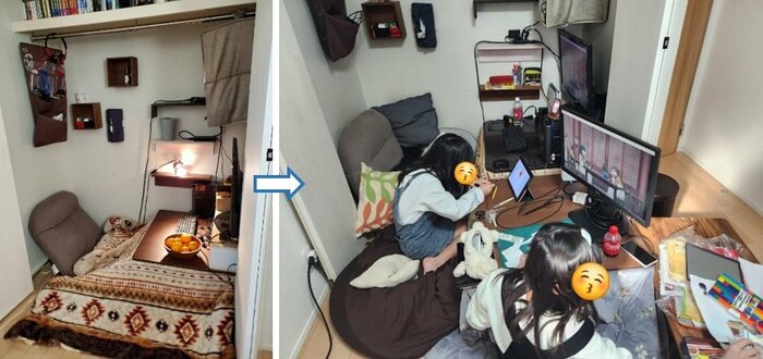 改めて、ビフォーアフターの図。すっかり姉妹の空間に…