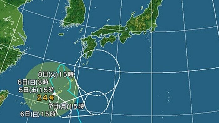 台風24号の進路予想図　日本気象協会より