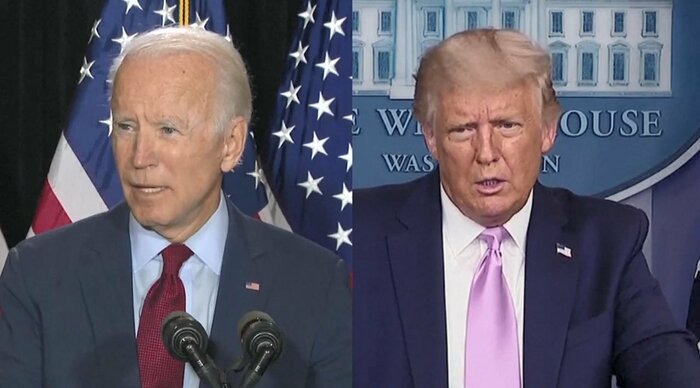 バイデン前副大統領(左)とトランプ大統領(右)