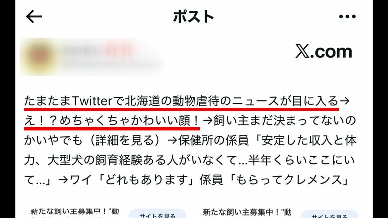 ある投稿が多くの「いいね」を獲得（Xより）